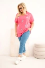 Damen Baumwollbluse Plus Size mit Federn rosa