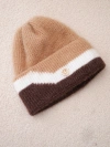 Damenmütze Beanie gerippt mit Verzierung camel+braun