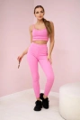 Striped top set with a blouse light pink