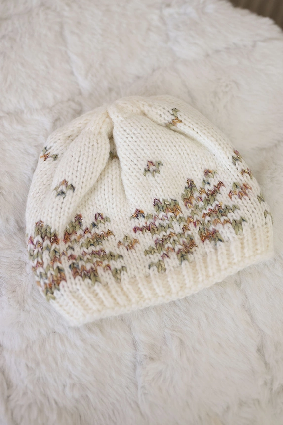 Women's cap Florencja K350 ecru+khaki