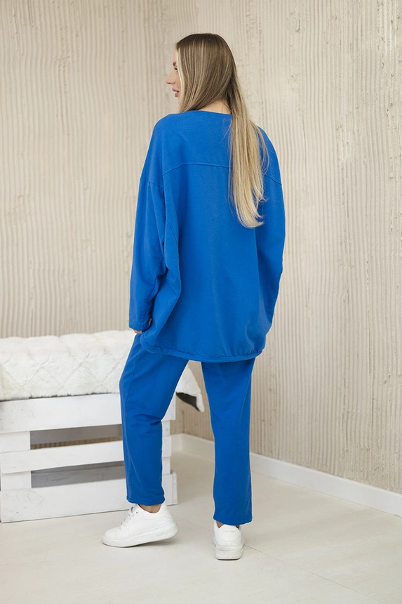 Oversize-Set aus Baumwolle Sweatshirt + Hose kornblumenblau