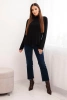 Women's viscose blouse with a turtleneck and long sleeves black