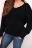Women's sweater with a wool blend and a V-neck black