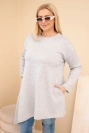 Moteriška Plus Size suknelė iš viskozės laisvo silueto su ilgomis rankovėmis pilka