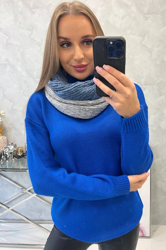 KN14 Zweifarbiger Denim+grauer Snood für Damen