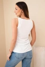 Women's ribbed cami with a button ecru