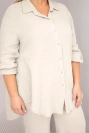 Damen-Set aus Musselin in Plus-Size mit knöpfbarer Bluse und Hosen mit weitem Bein beige