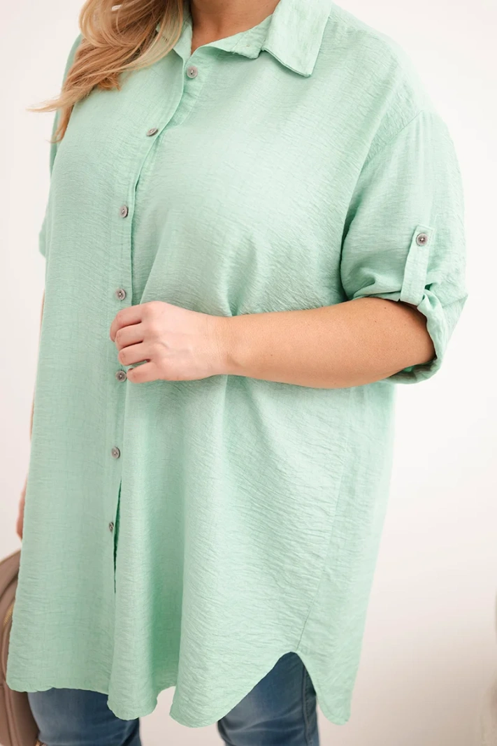 Women's Plus Size viscose shirt with a longer back dark mint