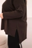 Dámská bavlněná blůza Plus Size asymetrická s dlouhým rukávem hnědá
