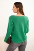 Women's sweater with viscose and V-neck green