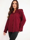 A shirt women's made of viscose with long sleeves and a collar burgundy