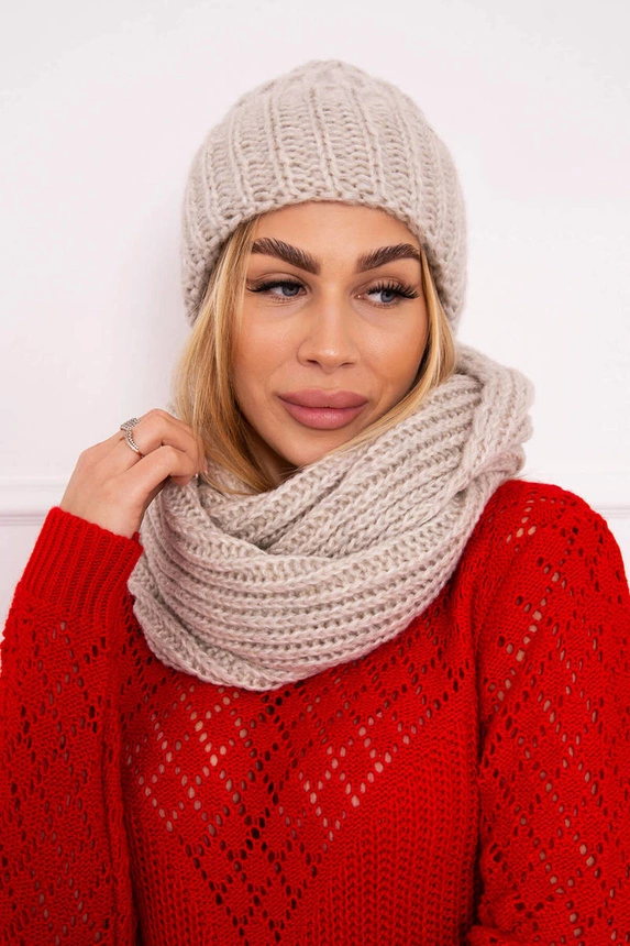 Women's set with thick ribs P100 beige