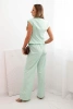 Women's set with a vest and wide-leg pants dark mint