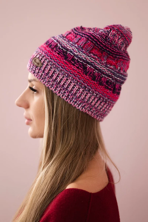 Cap with fleece Patrycja K254 light pink+black