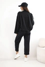 Women's cotton set with short sweatshirt and pants black