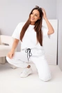 Women's cotton set short-sleeve top and sweatpants white