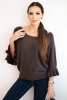 Women's sweater with decorative cuff brown