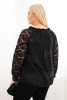 Dámská blůza Plus Size s krajkovými rukávy a ozdobným výstřihem černá