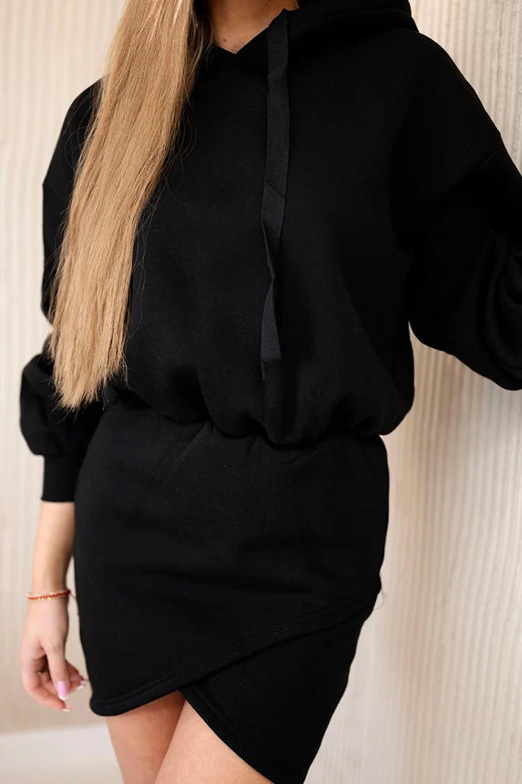 Isoliertes Kleid mit Umschlagboden schwarz