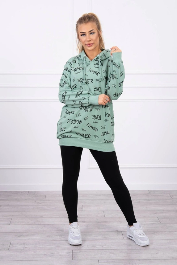 Sweatshirt with inscriptions dark mint