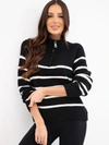 Sweter damski z dodatkiem alpaki z zamkiem czarny