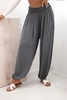 Women's viscose trousers with wide leg and ruffles graphite
