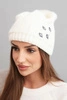Women's winter wool hat with zirconia and pattern K455 mocha