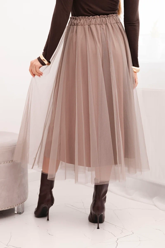 Damen Midi Tüllrock mit Futter Viskose fango