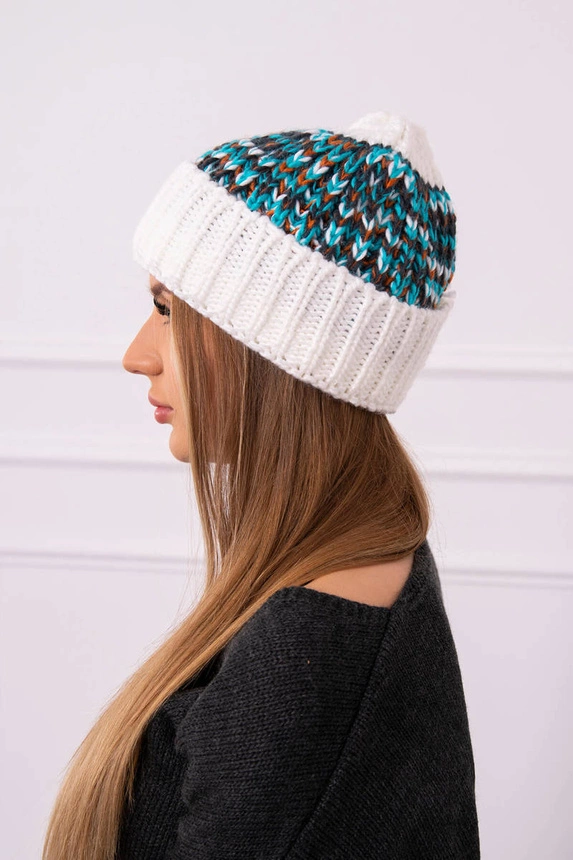 Women's cap Iris K348 white+turquoise
