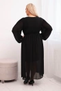 Women's Plus Size pleated dress made of viscose with long sleeves black