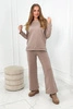 Baumwoll-Set Sweatshirt + Hose mit weitem Bein dunkelbeige