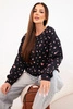 Women's viscose sweatshirt with small flowers and long sleeves black