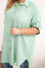 Damenbluse Plus Size aus Viskose mit längerem Rücken dunkel mint 