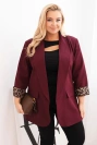 Dámská bunda Plus Size s podšívkou v leopardím vzoru švestková