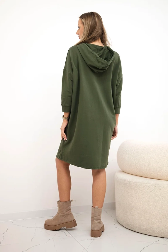 Khaki-Kleid mit Kapuze