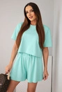 Damen-Set aus Baumwolle mit weiten Shorts hellmint