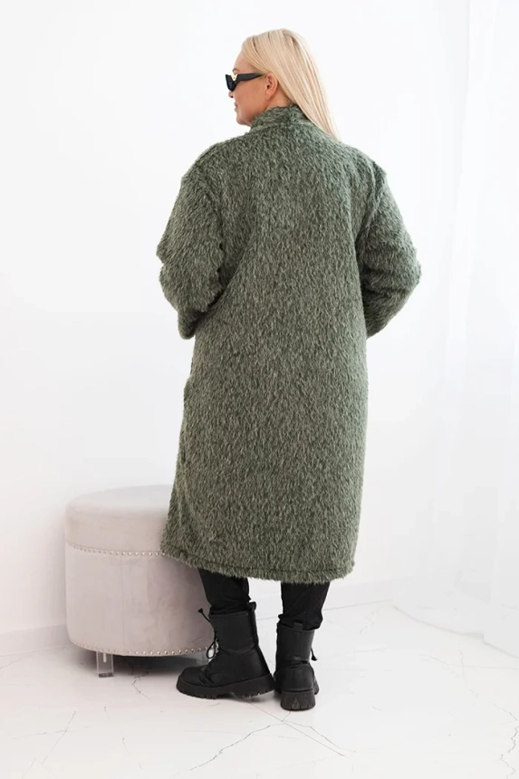 Women's Plus Size viscose coat without fastening with pockets khaki