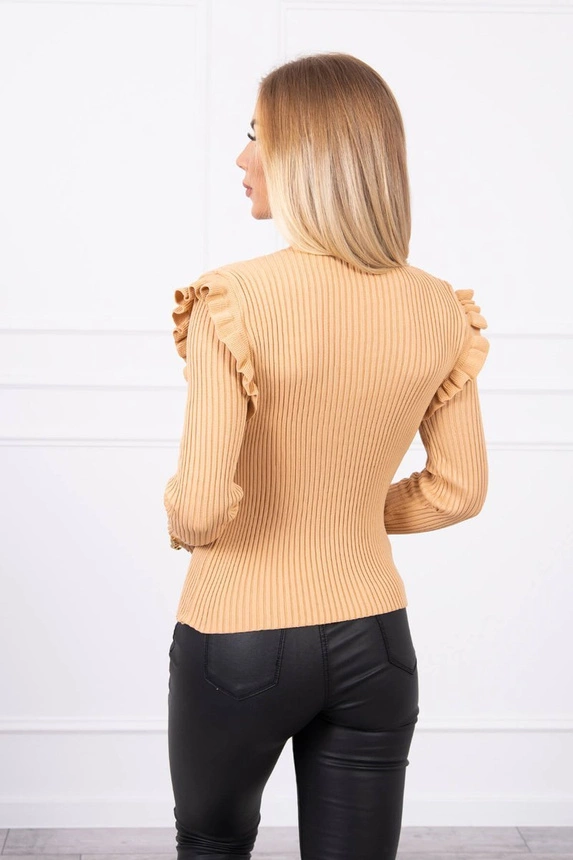 Taillierte Pulloverbluse mit Knöpfen beige