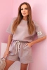 Women's butter set with high-waisted shorts beige melange