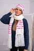 Women's set with a shawl Anika K304 ecru + fuchsia