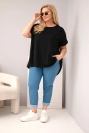 Damenbluse Plus-Size aus Baumwolle mit kurzen Ärmeln schwarz