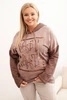 Women's Plus Size hoodie with print, pre-washed, brown