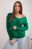 Плетеный свитер с V-образным вырезом светло-зеленый