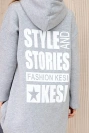 Padded sweatshirt with long back and hood gray
