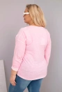 Dámska blúzka Plus Size s nápisom Love You More svetloružová