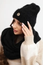 Women's set with a hat and a snood made of soft knit black