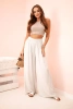 Weite Damenhose aus Viskose mit elastischem Bund beige