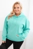 Women's Plus Size looped sweatshirt with a hood and kangaroo pocket mint