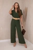 Jumpsuit with decorative waist belt dark khaki