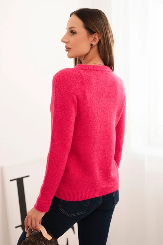 Women's sweater made of baby alpaca with long sleeves fuchsia